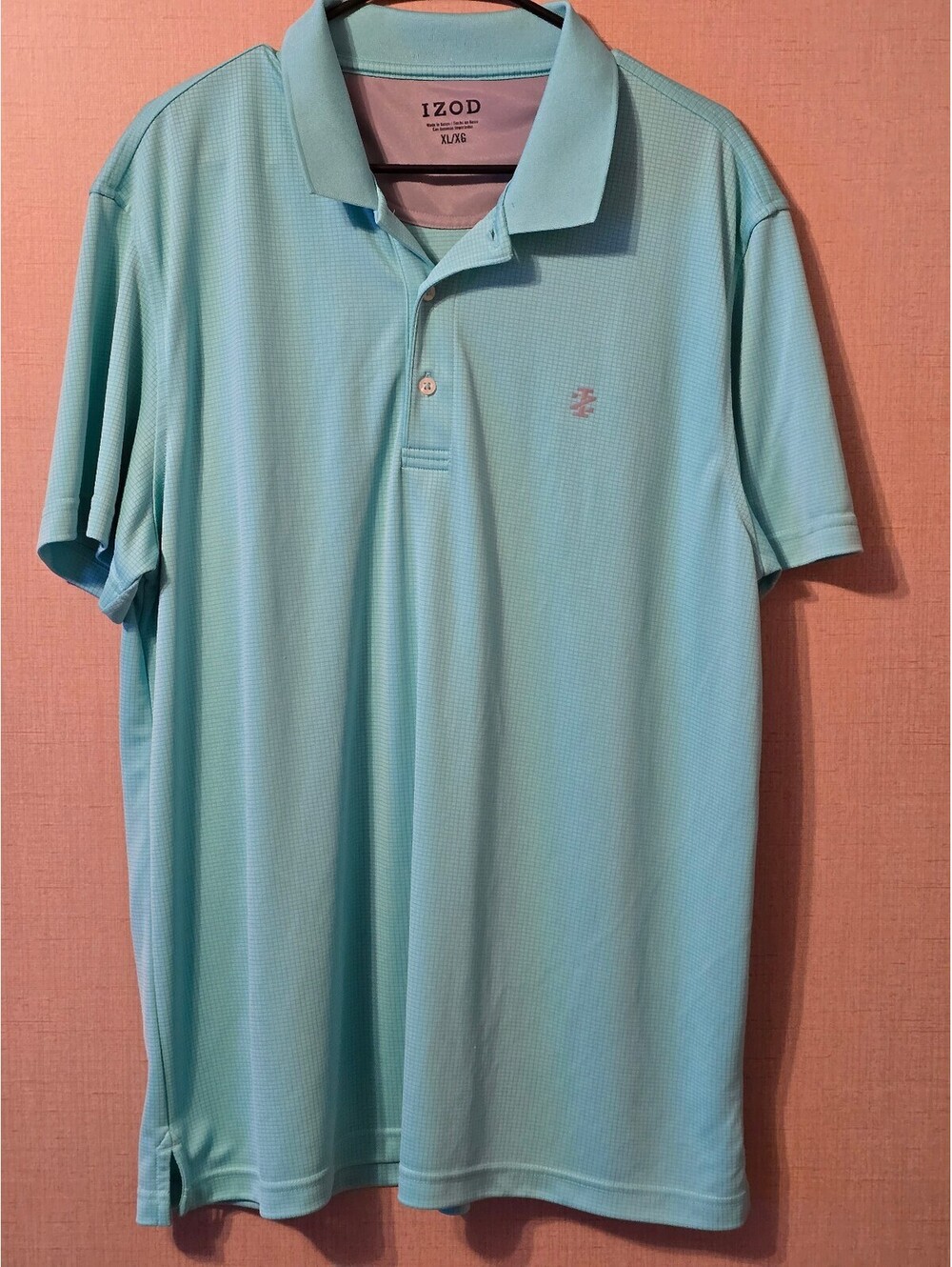 IZOD Performance Golf Grid Polo Shirt Mens XL Aqua Blue Turquoise SwingFlex